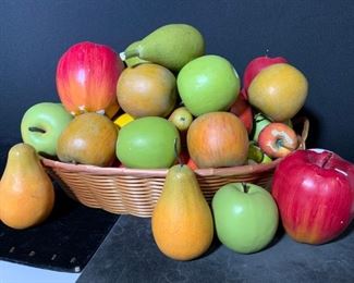 Group Lot Faux Fruit w Woven Basket
