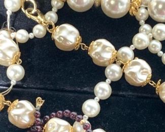 Lot of Wht & Champagne Faux Pearl Accessories
