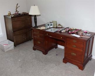 Large Executive Desk, Chest, Lamp