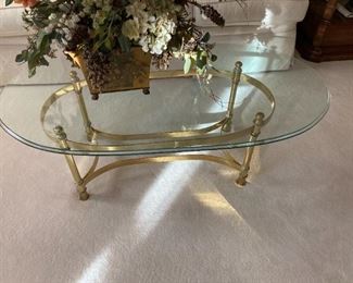 Glass and metal oblong coffee table