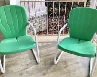 2 Metal 'Retro' Patio Chairs