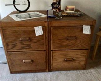 2 Oak 2-Drawer File Cabinets in excellent condition