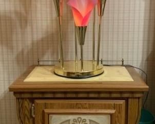 One of two end tables and Calla lily touch lamps
