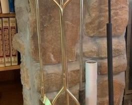 Polished brass fireplace tools