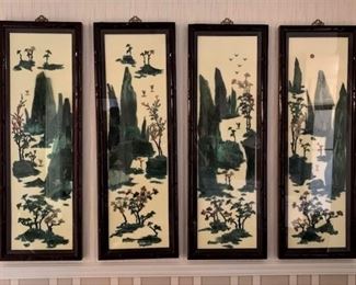Set of 4 vintage Asian 3-D pictures