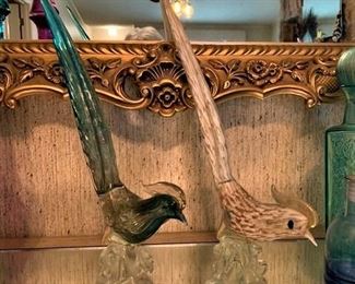 Murano art glass pheasant roadrunners