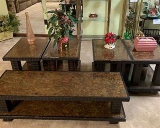 Coffee table with four matching end tables - would make good project pieces