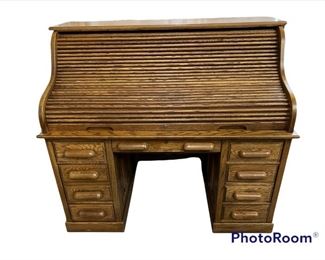vintage wood roll top desk