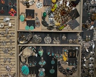 Sterling silver statement jewelry including pieces from Bali, handmade by artists in Mexico and amber from Russia, all 50% off!