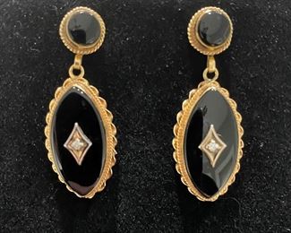 14K Gold and Onyx Earrings
