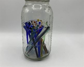 Ball Jar MultiColored Glass Stirrers