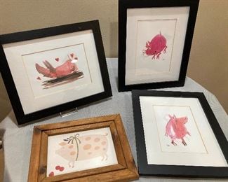 Collection of four framed pig prints for your pig loving friends.