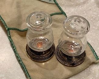 Marshall Field's glass / sterling S & P shakers