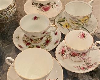 Misc. teacups and saucers