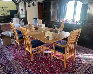 Gorgeous Diningroom table with minimal wear. 95” x 42” with 8 chairs (2 in the adjacent room) 