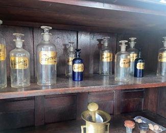 pharmaceutical bottles and Cool Pharmacy collectables  (Is there a DOCTOR in the house??) $25ea
** blue bottles sold!