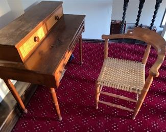 OLD Desk $295 and Chair with caned seat $145