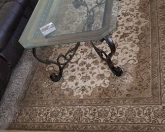 GLASS AND WROUGHT IRON COFFEE TABLE