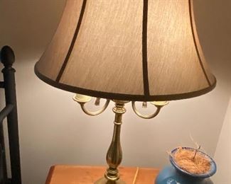 Gold double light table lamp, very nice!