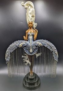Erte “Her Secret Admirers” Bronze Sculpture. A truly stunning piece of art! Looks to be in excellent condition and numbered 142.

Measures 22” high and 15” wide at the waist. 