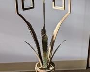 Ornate Accent Table/Stand. There is some scratches/paint wear on the top that can be seen in the photos. Measures 15”  in diameter and 36” high.