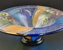 Rainbow Murano Glass Bowl. Large and beautiful! Measures 17.5” in diameter and 6.5” high.