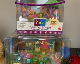 Mattel 1999 Pooh's Friendly Places - Piglet's Day of Croquet, Very Grand Garden, Pooh's Day at the Lake, Piglet's Bath, Pooh's Bedroom - New in Box