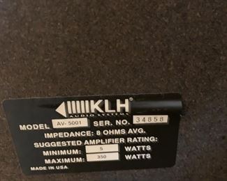KLH AV-5001 Floor Standing Speakers