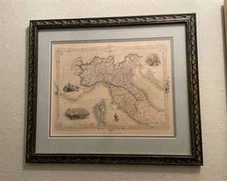 Framed Map Of Northern Italy 