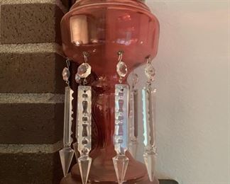 Vintage Pink Glass Candle Holder