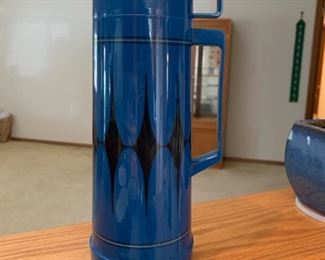1970's Retro Aladdin Thermos Pint Bottle Blue & Black Diamond Star