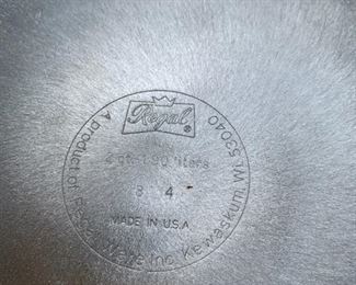 Vintage Regal Ware Saucepans Cream w/ Black & Brown Stripe