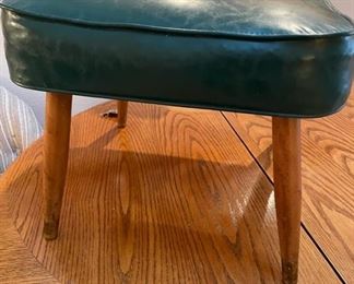 Vintage Mid Century Modern Retro Green Ottoman, Tapered Leg Square Footstool - Yorklin Industries