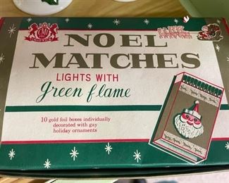 Vintage 1950's Noel Matches 12 Foil Boxes w/ Matches Holiday Theme