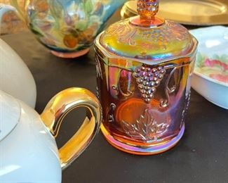 Indiana Glass Opalescent Carnival Canister