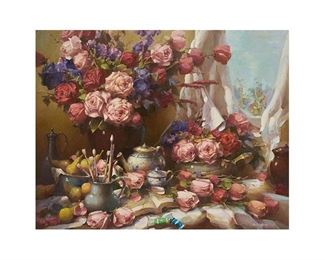 Kuong Hoi Leng (b. 1958, CN), Roses with Paintbrushes