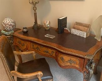 beautiful desk with leather matching chair makes a great statement