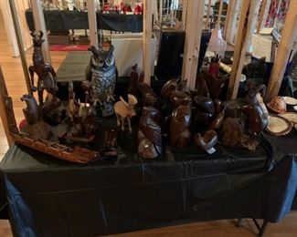 These are all handcarved animals eagles dolphins whales birds fish they need to choose from price great