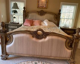 King size bedroom furniture boxsprings headboard two nightstands and beautiful Dresser completes it