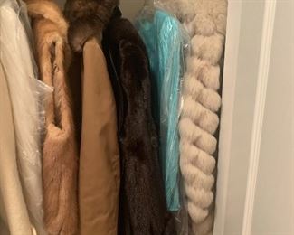 Several fur coatsto choose from and a mink vest 