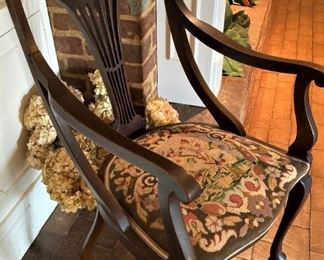 Another antique chair with needlepoint seat
