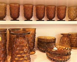 Amber Fostoria glasses & bowls