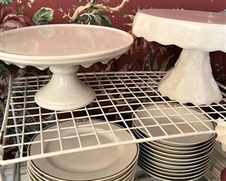 Milk glass cake plates