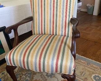 Striped Queen Anne armchair