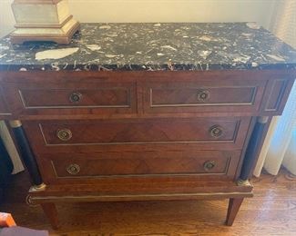 Biedermeier chest of drawers with marble top