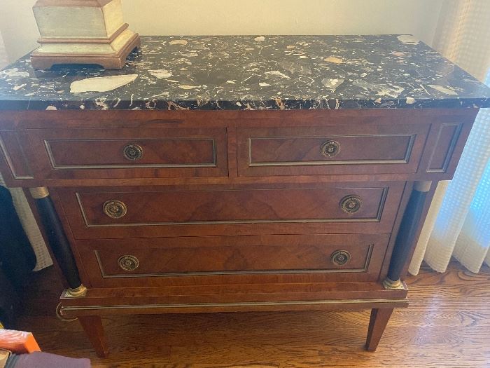 Biedermeier chest of drawers with marble top