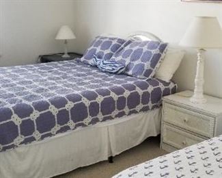 Wicker bedroom furnishings - one queen & one twin bed