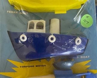 Vintage Plastic Boat Set on Original Card