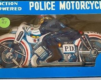 Friction Powered Police Motorcycle in Box