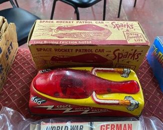 Old Tin Litho Courtland Space Rocket Patrol Car in Box